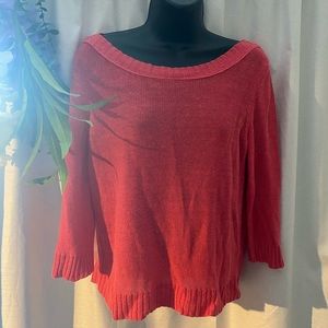 09. EILEEN FISHER Linen Coral Pink Knitted Sweater  Linen